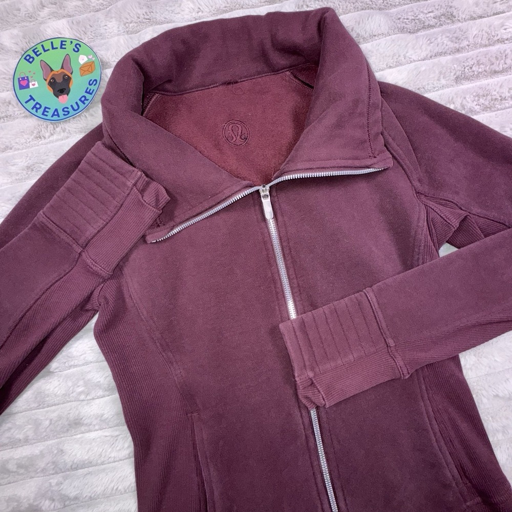 LULULEMON Womens Size 6 Radiant Jacket II Cowl Neck Zip Up Maroon Red Wine Color